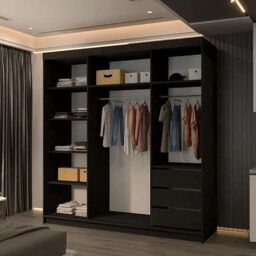 Sliding Wardrobes 4U Modern Double Sliding Wardrobe W200 x H217cm x D62cm in Black - thumbnail 2
