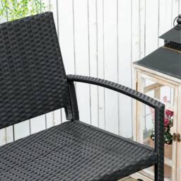 Havendro Patio Rattan 2 Seater Garden Bench Love Seater Garden Armchair in Black - thumbnail 3
