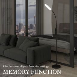HOMCOM LED Floor Lamp for Living Room with Magnetic Remote Control, Black - thumbnail 5