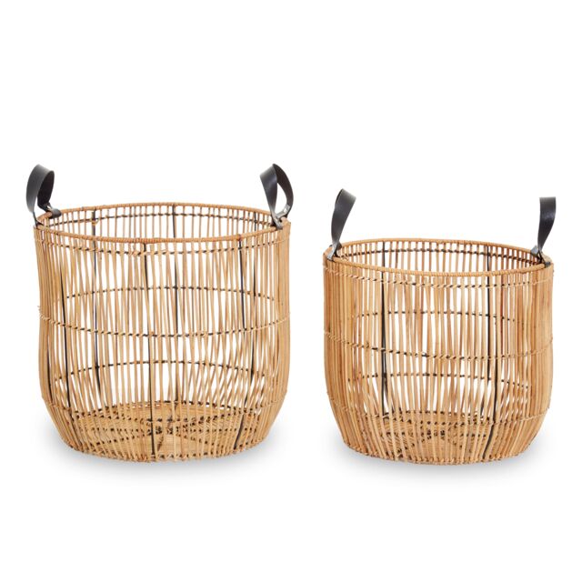 Orsina Batu Set Of 2 Natural Rattan Baskets in Brown - image 1