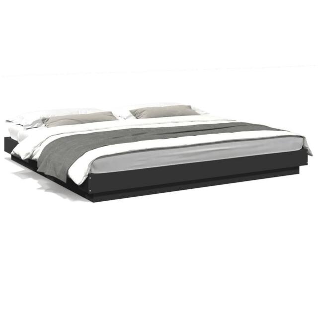Berkfield Home Bed Frame with LED Lights without Mattress Black 180x200cm - Size: Super King - image 1