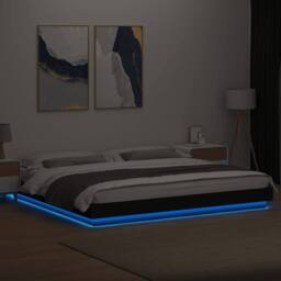 Berkfield Home Bed Frame with LED Lights without Mattress Black 180x200cm - Size: Super King - thumbnail 4