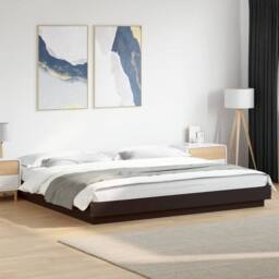 Berkfield Home Bed Frame with LED Lights without Mattress Black 180x200cm - Size: Super King - thumbnail 2