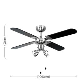 "ValueLights Scimitar 42"" 4 Blade Chrome & Black Ceiling Light Fan with Remote in Silver" - thumbnail 6