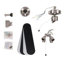 "ValueLights Scimitar 42"" 4 Blade Chrome & Black Ceiling Light Fan with Remote in Silver" - thumbnail 4