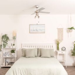 "ValueLights Scimitar 42"" 4 Blade Chrome & Black Ceiling Light Fan with Remote in Silver" - thumbnail 2