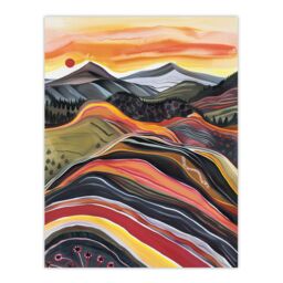 "Artery8 Cairngorms Mountains Scottish Sunset Folk Art Wall Art Print - Size: W12"" x H16""" - thumbnail 1