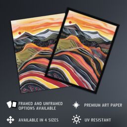 "Artery8 Cairngorms Mountains Scottish Sunset Folk Art Wall Art Print - Size: W12"" x H16""" - thumbnail 2