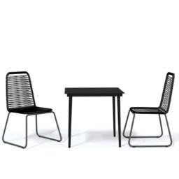 Berkfield Home 3 Piece Garden Dining Set Black - thumbnail 1