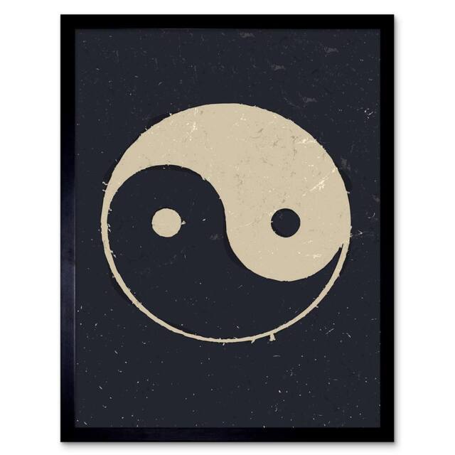 "Artery8 Taoist Philosophy Yin Yang Black White Affiche Framed Wall Art - Size: W12"" x H16""" - image 1