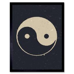 "Artery8 Taoist Philosophy Yin Yang Black White Affiche Framed Wall Art - Size: W12"" x H16""" - thumbnail 1