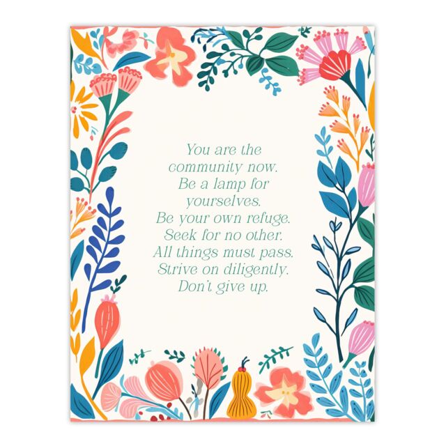 "Artery8 Wall Art Print Be Your Own Refuge Buddhist Mindfulness Quote Floral Poster - Size: W24"" x H32""" - image 1
