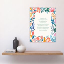 "Artery8 Wall Art Print Be Your Own Refuge Buddhist Mindfulness Quote Floral Poster - Size: W24"" x H32""" - thumbnail 4