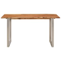 Berkfield Home Dining Table 140x70x76 cm Solid Acacia Wood in Brown - Size: 140 x 70 x 76 cm - thumbnail 2