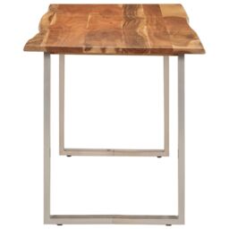 Berkfield Home Dining Table 140x70x76 cm Solid Acacia Wood in Brown - Size: 140 x 70 x 76 cm - thumbnail 3