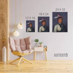 "Artery8 Henry Inman Chippewa Chief No Tin Portrait Canvas Wall Art Print - Size: W18"" x H24""" - thumbnail 4