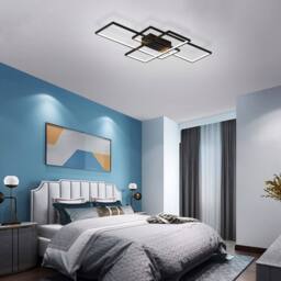 NIVOR 75W 3-Squares Black LED Ceiling Light Acrylic Flush Mount Lamp 6000K - thumbnail 6