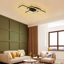 NIVOR 75W 3-Squares Black LED Ceiling Light Acrylic Flush Mount Lamp 6000K - thumbnail 5
