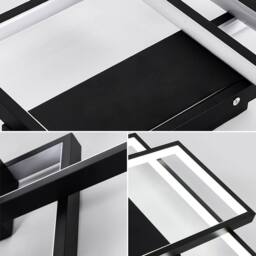 NIVOR 75W 3-Squares Black LED Ceiling Light Acrylic Flush Mount Lamp 6000K - thumbnail 9