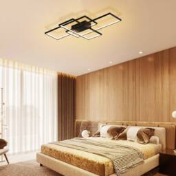 NIVOR 75W 3-Squares Black LED Ceiling Light Acrylic Flush Mount Lamp 6000K - thumbnail 4