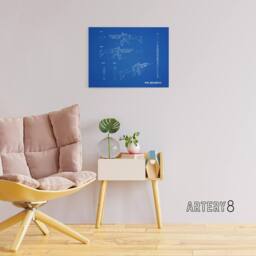"Artery8 FN SCAR H Assault Rifle Blueprint Canvas Wall Art Print in Blue - Size: W18"" x H24""" - thumbnail 3
