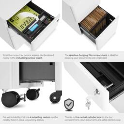 tectake Filing Cabinet Parvus in White - thumbnail 5