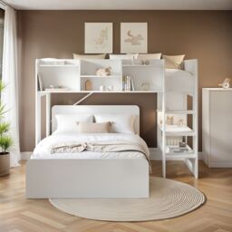 Flair Wizard L Shaped Triple Bunk Bed in White - Size: Single - thumbnail 2