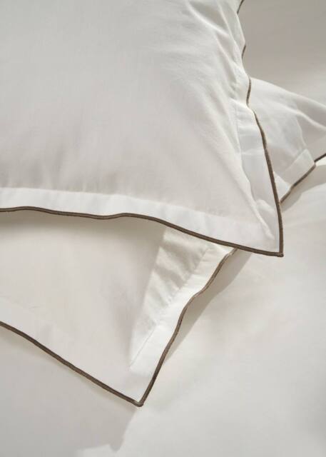 Truly Set of 2 White & Mushroom Embroidered Oxford Pillowcases - Size: Standard Pillow Case - image 1