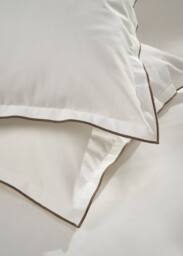 Truly Set of 2 White & Mushroom Embroidered Oxford Pillowcases - Size: Standard Pillow Case - thumbnail 1