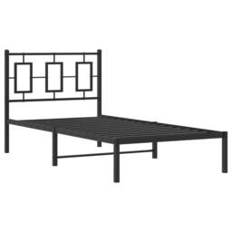 Berkfield Home Metal Bed Frame without Mattress with Headboard Black 90x190cm - Size: 90x190 cm - thumbnail 1