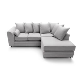 Abakus Direct Darcy Corner Sofa Right Hand Facing in Smart Linen Fabric in Light Grey - thumbnail 4