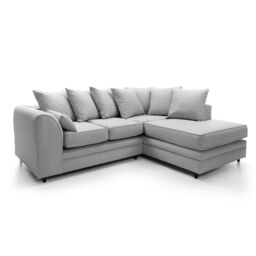 Abakus Direct Darcy Corner Sofa Right Hand Facing in Smart Linen Fabric in Light Grey - thumbnail 2