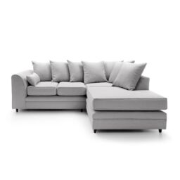 Abakus Direct Darcy Corner Sofa Right Hand Facing in Smart Linen Fabric in Light Grey - thumbnail 1
