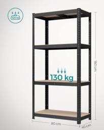 SONGMICS Boltless Garage Shelving Unit with 4 Steel Shelves in Black - thumbnail 3