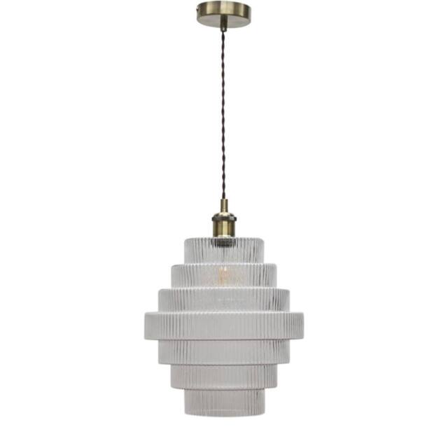 First Choice Lighting Benson - 7 Tier Large Clear Glass Antique Brass Ceiling Pendant Light - image 1