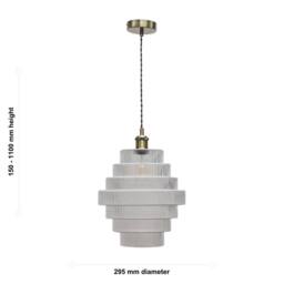 First Choice Lighting Benson - 7 Tier Large Clear Glass Antique Brass Ceiling Pendant Light - thumbnail 5