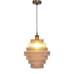 First Choice Lighting Benson - 7 Tier Large Clear Glass Antique Brass Ceiling Pendant Light - thumbnail 2