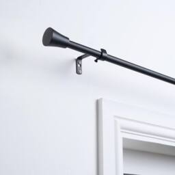 OHS Curtain Pole Extendable 16mm Metal Finnials Trumpet End Rod 70-120cm in Black - Size: 120 cm - thumbnail 1