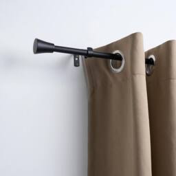 OHS Curtain Pole Extendable 16mm Metal Finnials Trumpet End Rod 70-120cm in Black - Size: 120 cm - thumbnail 3