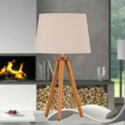 First Choice Lighting Voyage - Dark Oak Table Lamp or Bedside Light with Natural Shade in Brown - thumbnail 2