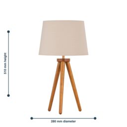 First Choice Lighting Voyage - Dark Oak Table Lamp or Bedside Light with Natural Shade in Brown - thumbnail 4