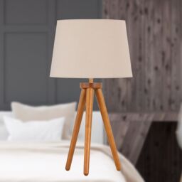First Choice Lighting Voyage - Dark Oak Table Lamp or Bedside Light with Natural Shade in Brown - thumbnail 3