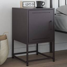 Berkfield Home Bedside Cabinet Black 36x39x60.5 cm Steel - thumbnail 1