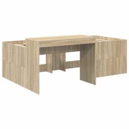 Berkfield Home Kids'High Bed Frame with Desk 3 pcs Sonoma Oak & Pink in Brown - thumbnail 4