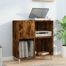 Berkfield Home Record Cabinet Smoked Oak 84.5x38x89 cm Engineered Wood in Brown