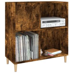 Berkfield Home Record Cabinet Smoked Oak 84.5x38x89 cm Engineered Wood in Brown - thumbnail 4