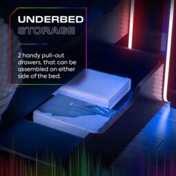 X Rocker Electra Single Bed with Trundle Drawers, Storage & LED Lights in Black - thumbnail 4