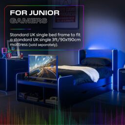 X Rocker Electra Single Bed with Trundle Drawers, Storage & LED Lights in Black - thumbnail 6