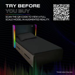 X Rocker Electra Single Bed with Trundle Drawers, Storage & LED Lights in Black - thumbnail 9