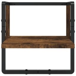 Berkfield Home 4 Piece Wall Shelf Set with Bars Smoked Oak Engineered Wood in Brown - thumbnail 5